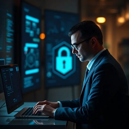 An intricate, holographic blueprint overlay of a secure network architecture. Features glowing data nodes, encrypted pathways, and digital lock icons, projected over a dark, textured background. The perspective is an isometric top-down view, highlighting complex security layers and robust infrastructure, implying meticulous planning and impenetrable design. No human elements.